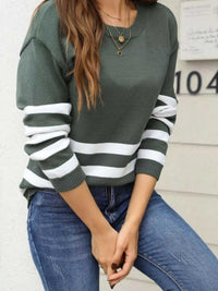 Striped Trim Crew Neck Sweater 100100716857023 49 Affordable Fashion Under $100 Jerry's Apparel 