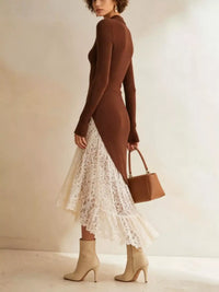 Lace Hem Mock Neck Knit Dress 101002916883000 79 Affordable Fashion Under $100 Jerry's Apparel 