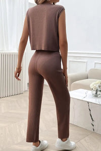 Devine Ribbed Round Neck Top and Pants Set 100100643541406 76 Affordable Fashion Under $100 Jerry's Apparel 