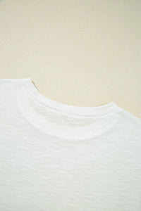 Lace Patchwork Cap Sleeve Round Neck T Shirt