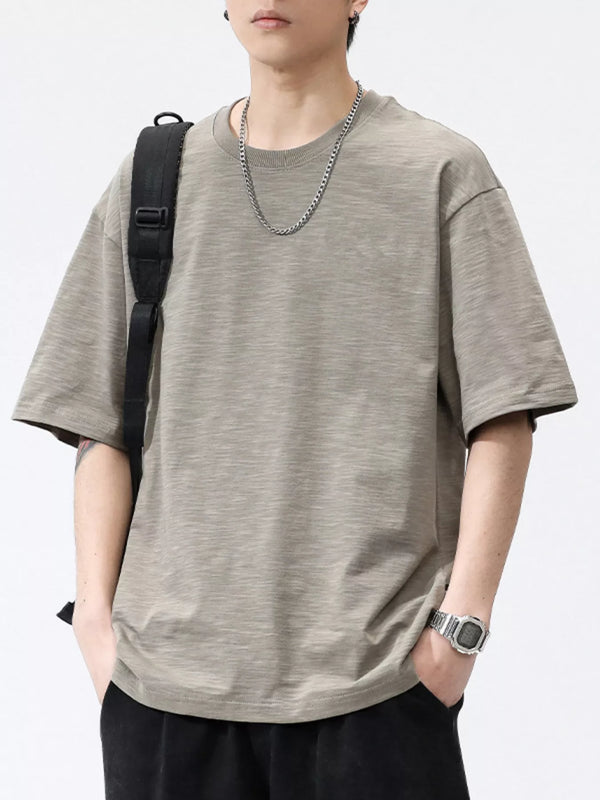 Men's Plus Size Casual Round Neck Short Sleeve T-Shirt - 100% Cotton Tee in 7 Colors M-4XL