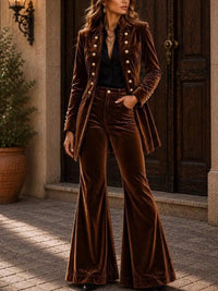 Velvet Double-Breasted Blazer and Flare Pants Set 101001710079074 99 Affordable Fashion Under $100 Jerry's Apparel 