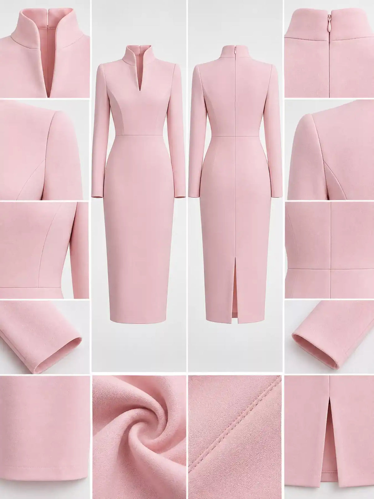 Full Size Stand-Collar Long-Sleeve Midi Dress Plus Size 101001432460062 48 Affordable Fashion Under $100 Jerry's Apparel 