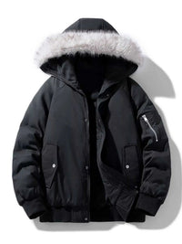 Men's Plus Size Faux Fur Hooded Padded Bomber Jacket 100400528967580 116 Fashion Forward Plus Size Clothing Jerry's Apparel 
