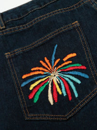 Men's Wide Leg Wash Denim Shorts