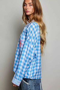 POL Gingham Embroidered Palm Tree Blouse 100100319081062 50 Affordable Fashion Under $100 Jerry's Apparel 
