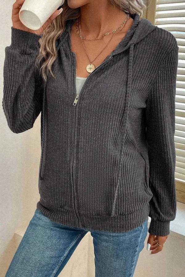 Drawstring Zip Up Long Sleeve Hooded Jacket 100100921941766 33 Affordable Fashion Under $100 Jerry's Apparel 