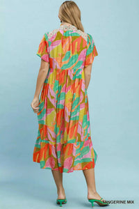 Umgee Abstract Tropical Print Tiered Midi Dress 100100221421036 64 Affordable Fashion Under $100 Jerry's Apparel 