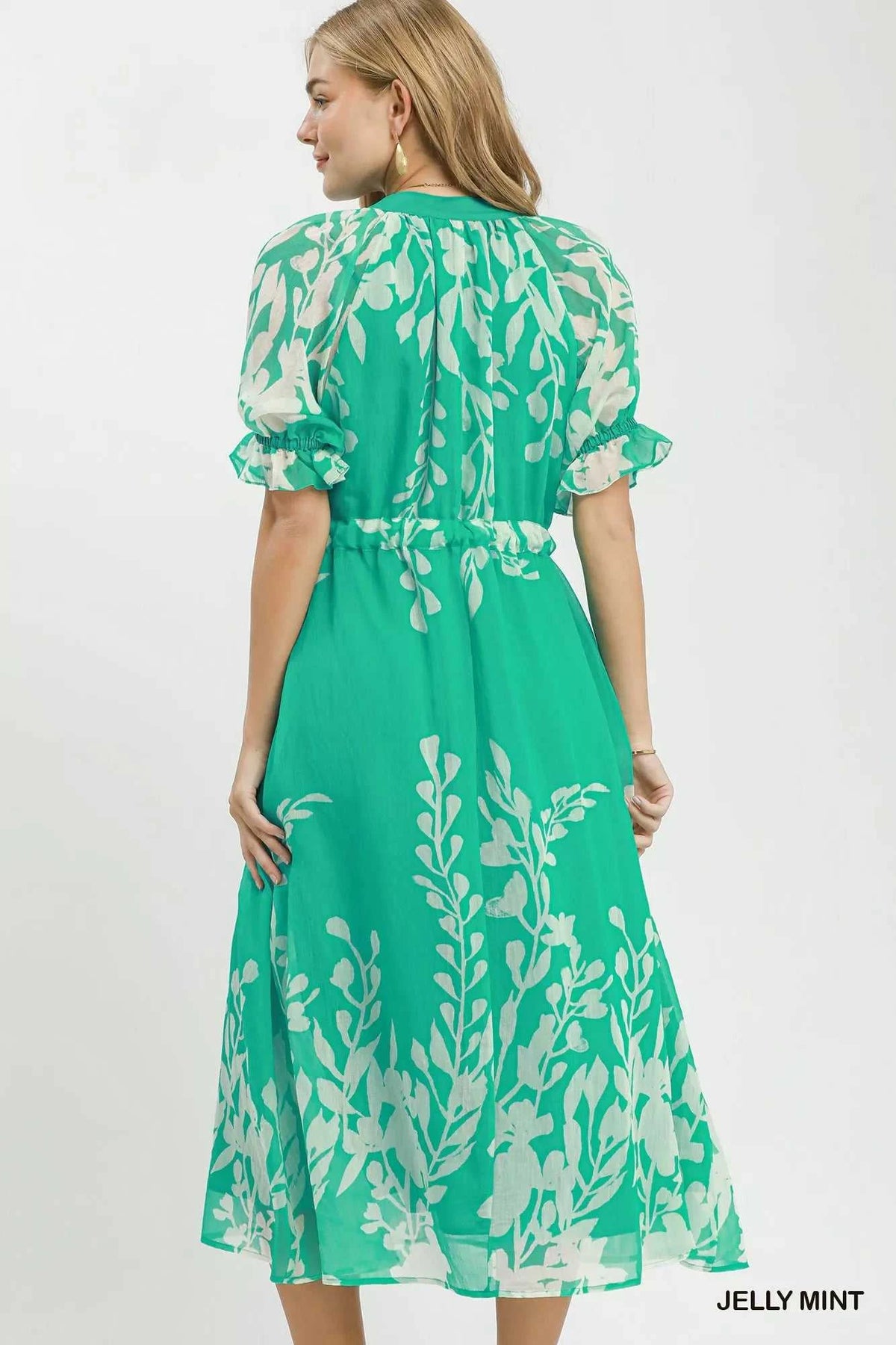 Umgee Floral Print Tie Waist Midi Dress with Side Pockets 100100669561780 66 Affordable Fashion Under $100 Jerry's Apparel 