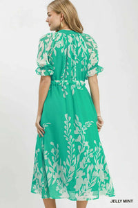 Umgee Floral Print Tie Waist Midi Dress with Side Pockets 100100669561780 66 Affordable Fashion Under $100 Jerry's Apparel 
