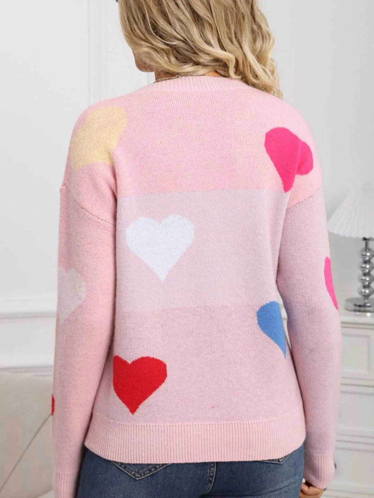 Valentine's Day Heart Round Neck Dropped Shoulder Sweater 100100731312890 46 Affordable Fashion Under $100 Jerry's Apparel 