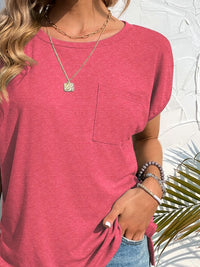 Side Slit Round Neck T-Shirt