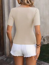 Mandy Square Neck Short Sleeve Sweater 100100906051310 30 Seasonal Fashion Collections Jerry's Apparel 