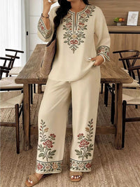 Full Size Embroidered Long Sleeve Top and Pants Set Plus Size 100100791537972 45 Affordable Fashion Under $100 Jerry's Apparel 