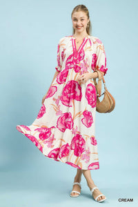 Umgee Floral Print Midi Dress with Contrast Trim 100100882381604 61 Affordable Fashion Under $100 Jerry's Apparel 