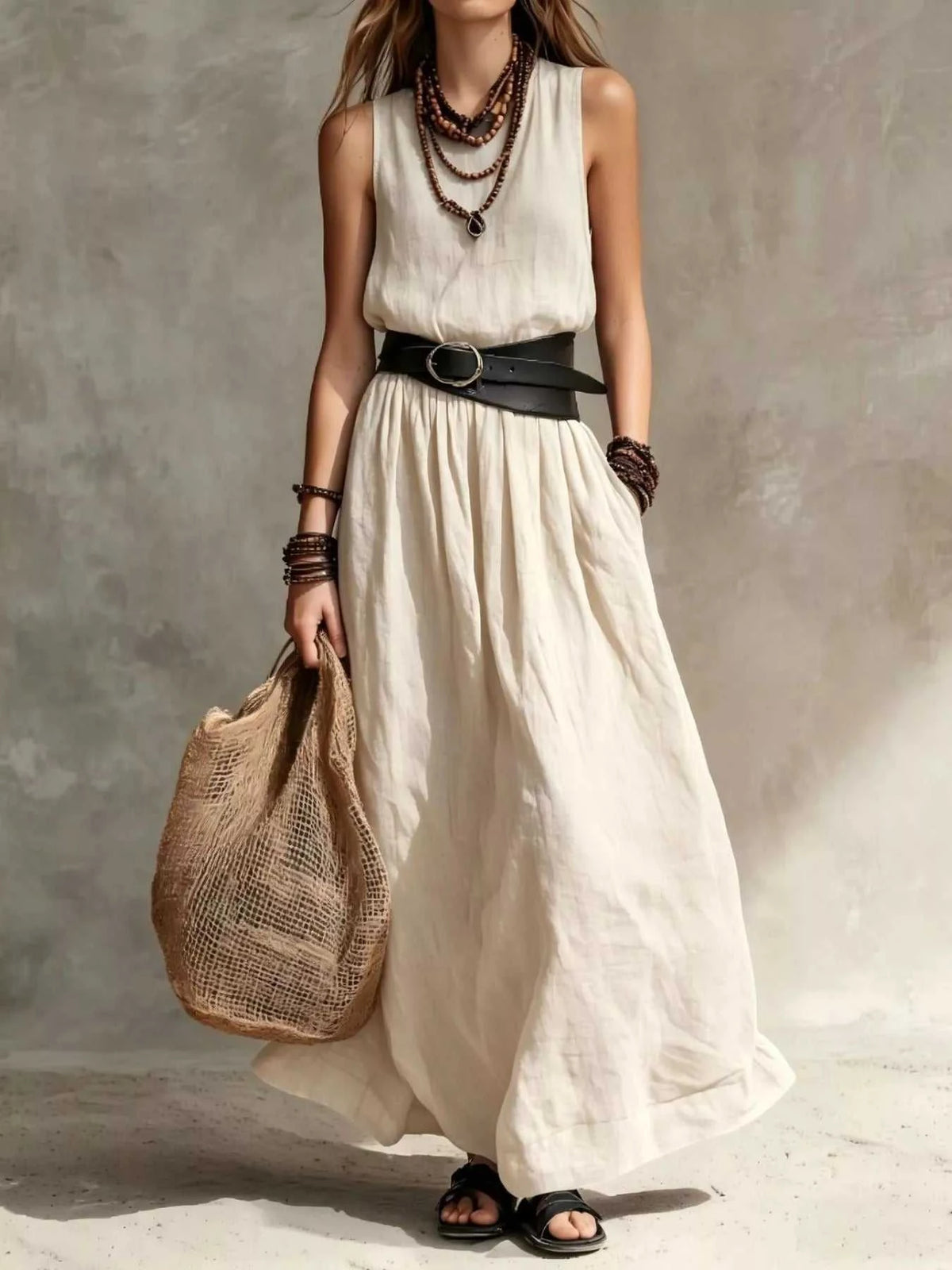 Full Size Round Neck Sleeveless Maxi Dress Plus Size 101001179006288 41 Affordable Fashion Under $100 Jerry's Apparel 