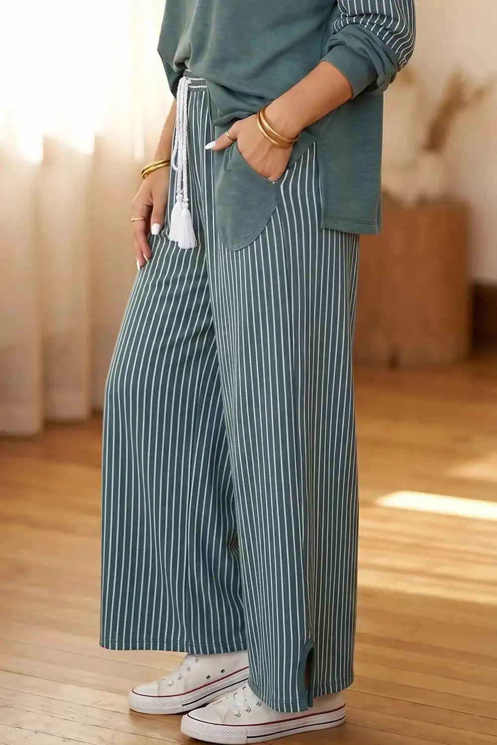 Raw Seam Patchwork Long Sleeve Top Pocket Casual Pants 2pcs Set 101001842785883 78 Affordable Fashion Under $100 Jerry's Apparel 