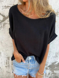 Full Size Loose Fit Short Sleeve T-Shirt Plus Size