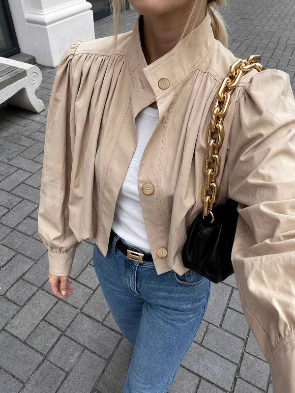 Button-Down Puff-Sleeve Jacket 101001486396502 58 Affordable Fashion Under $100 Jerry's Apparel 