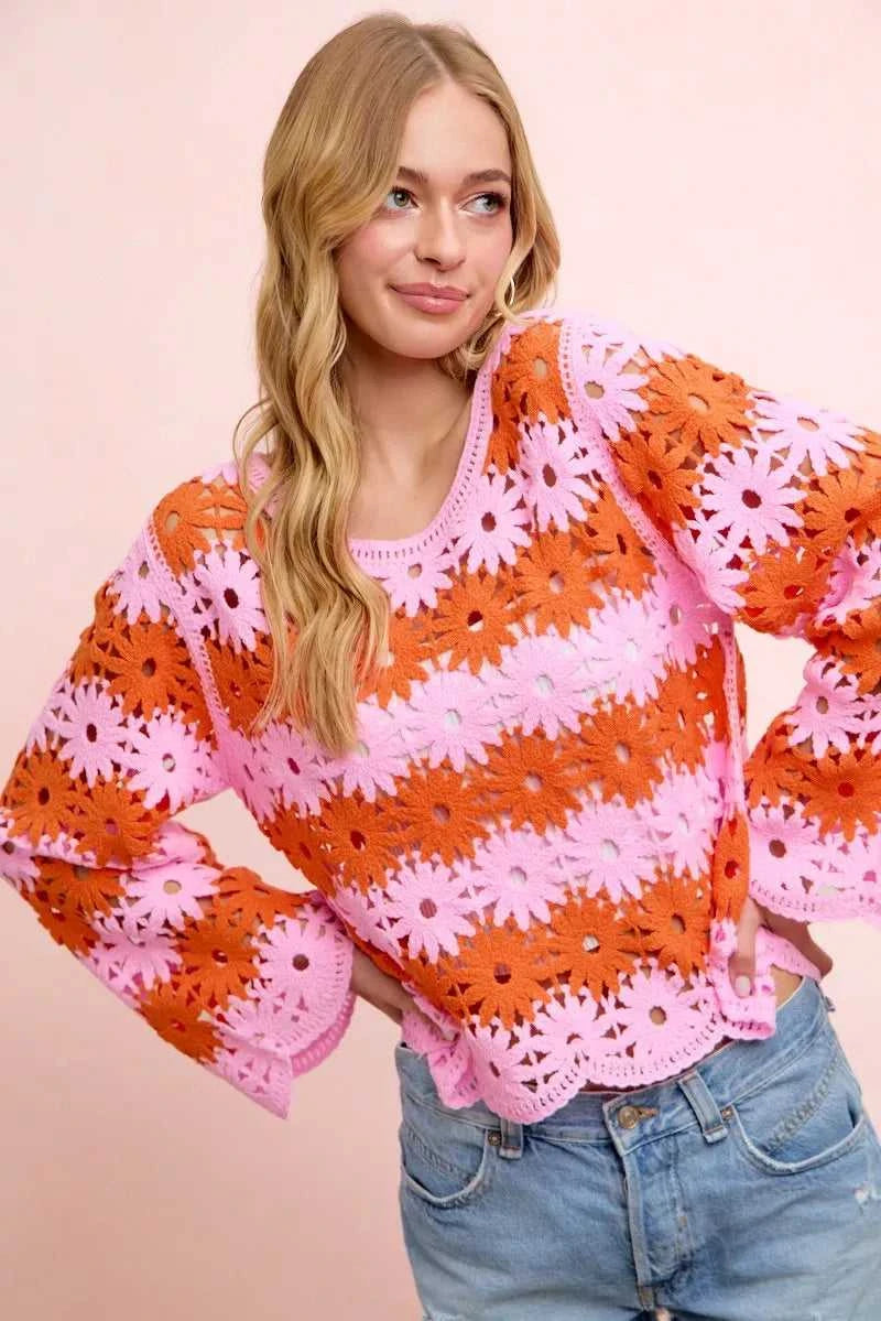 BiBi Flower Crochet Knit Top 100100317131724 56 Affordable Fashion Under $100 Jerry's Apparel 