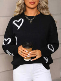 Valentine's Day Heart Print Crew Neck Sweater 100100466321617 50 Gifts for Her Jerry's Apparel 