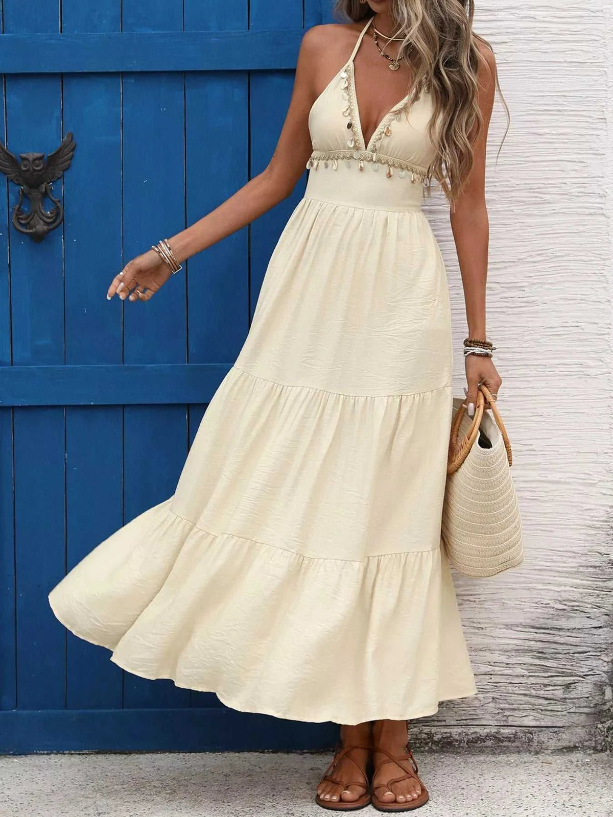 Halter Neck Tiered Maxi Dress 100100190291234 41 Affordable Fashion Under $100 Jerry's Apparel 