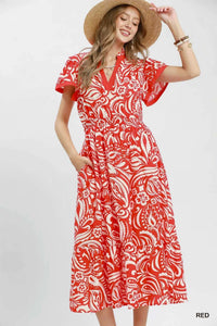 Umgee Paisley Print Midi Dress with Side Pockets 100100431721406 62 Affordable Fashion Under $100 Jerry's Apparel 