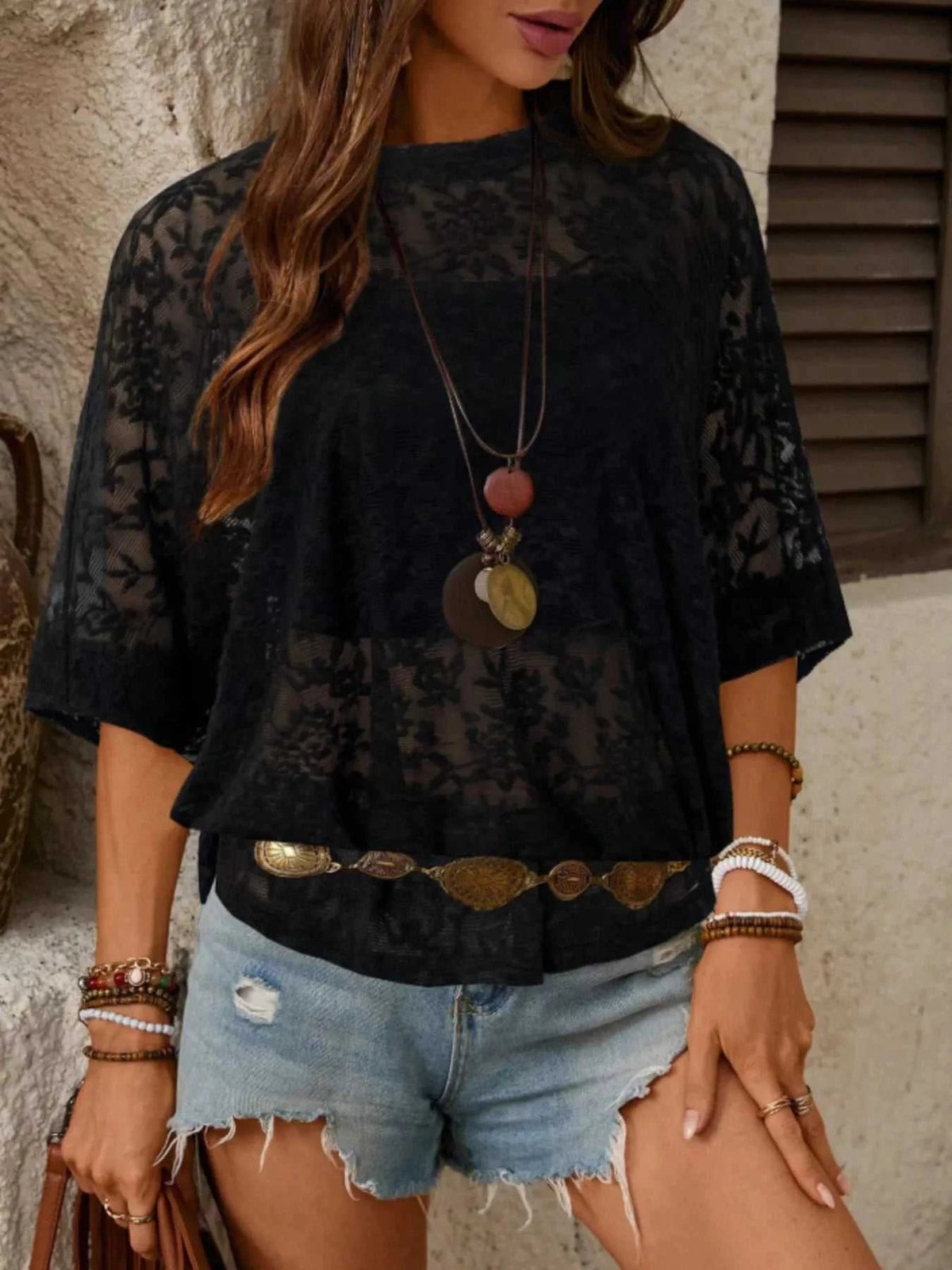 Floral Lace Sheer Round Neck Top 100100671607358 30 Affordable Fashion Under $100 Jerry's Apparel 