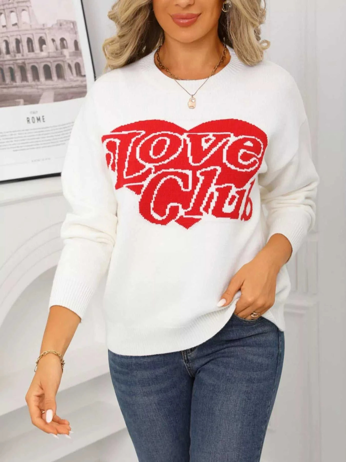 Valentine's Day Love Club Heart Graphic Sweater 100100473378432 48 Affordable Fashion Under $100 Jerry's Apparel 