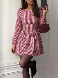 Backless Plaid Long Sleeve Dress 100100155316035 45 Gifts for Her Jerry's Apparel 