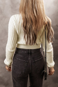 Cable-Knit Round Neck Long Sleeve Sweater