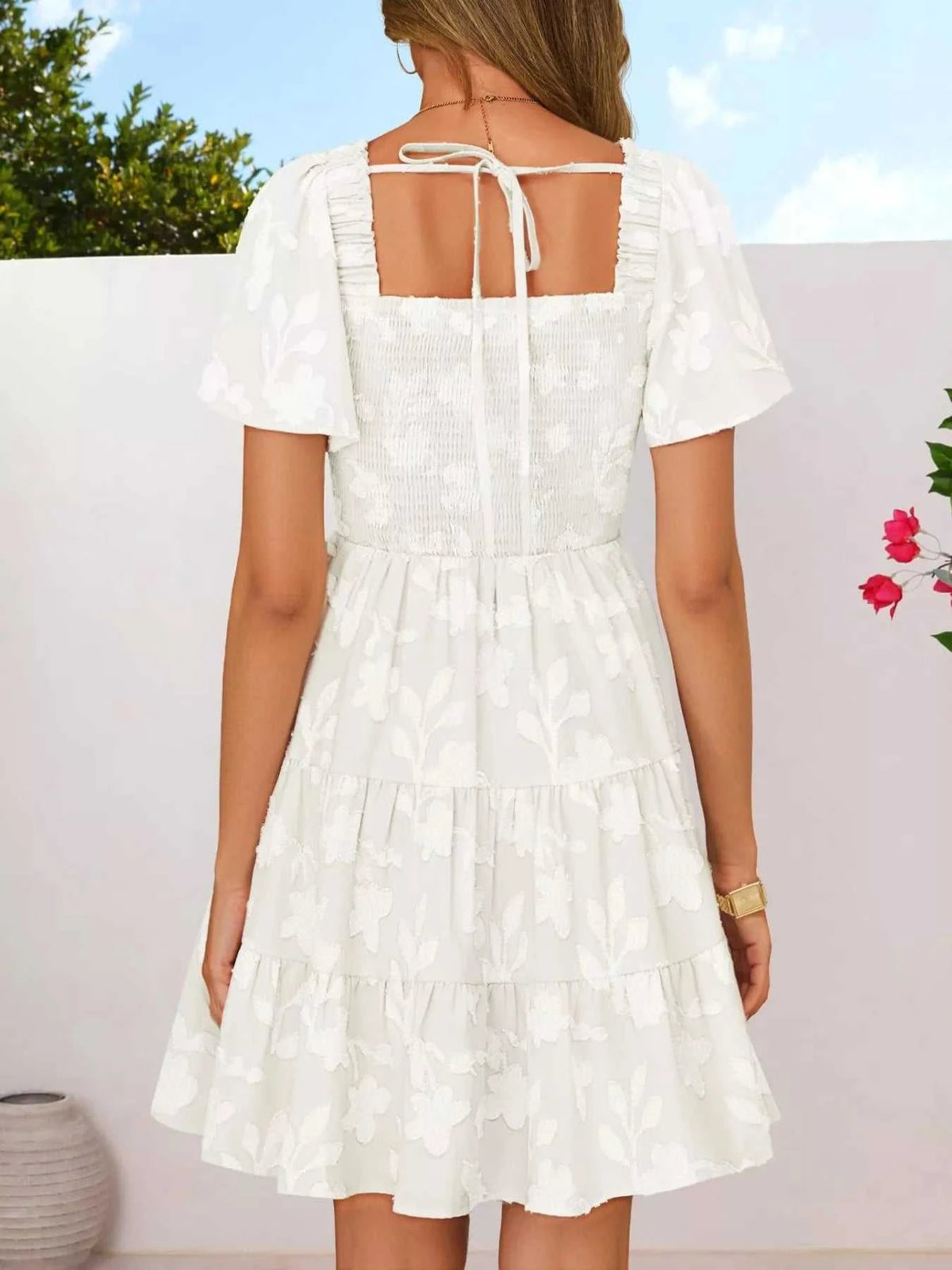 Smocked Square Neck Tiered Mini Dress 100100732221330 56 Affordable Fashion Under $100 Jerry's Apparel 