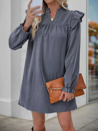 Ruffled Notched Flounce Sleeve Dress 100100408732594 42 Affordable Fashion Under $100 Jerry's Apparel 