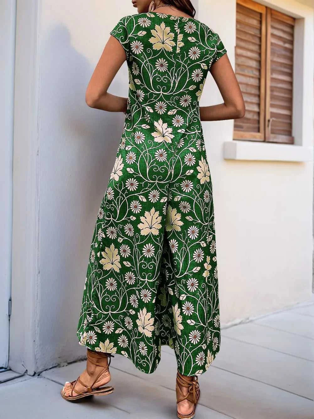 Perfee Printed Round Neck Cap Sleeve Wide Leg Jumpsuit 100100380311019 31 Affordable Fashion Under $100 Jerry's Apparel 