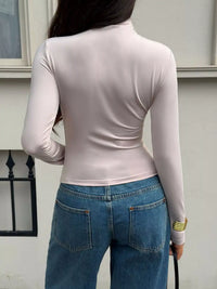 Mock Neck Ruched Slim-Fit Long Sleeve T-Shirt 101001978630559 31 Affordable Fashion Under $100 Jerry's Apparel 