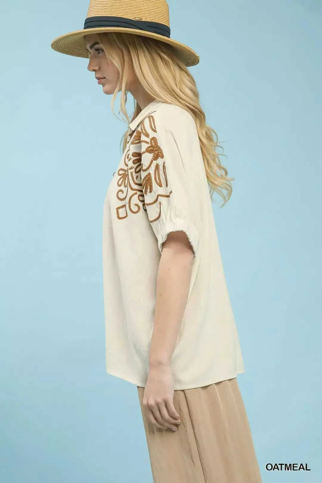 Umgee Floral Embroidered Sleeve Blouse 100100163501068 53 Affordable Fashion Under $100 Jerry's Apparel 