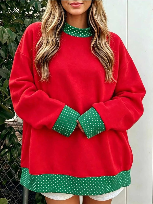 Polka Dot Contrast Trim Dropped Shoulder Sweatshirt 101001512865433 48 Affordable Fashion Under $100 Jerry's Apparel 