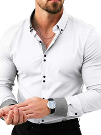 Men's Full Size Slim Fit Contrast Trim Shirt Plus Size 104001791906006 38 Affordable Fashion Under $100 Jerry's Apparel 