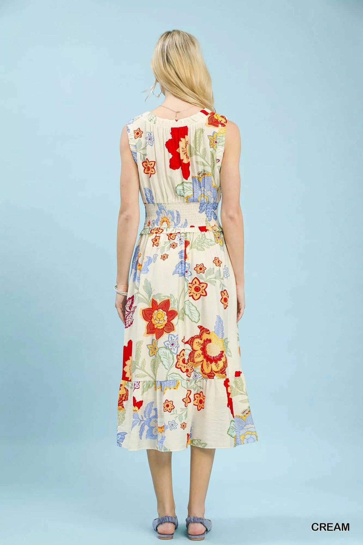 Umgee Floral Smocked Midi Dress 100100630381743 64 Affordable Fashion Under $100 Jerry's Apparel 