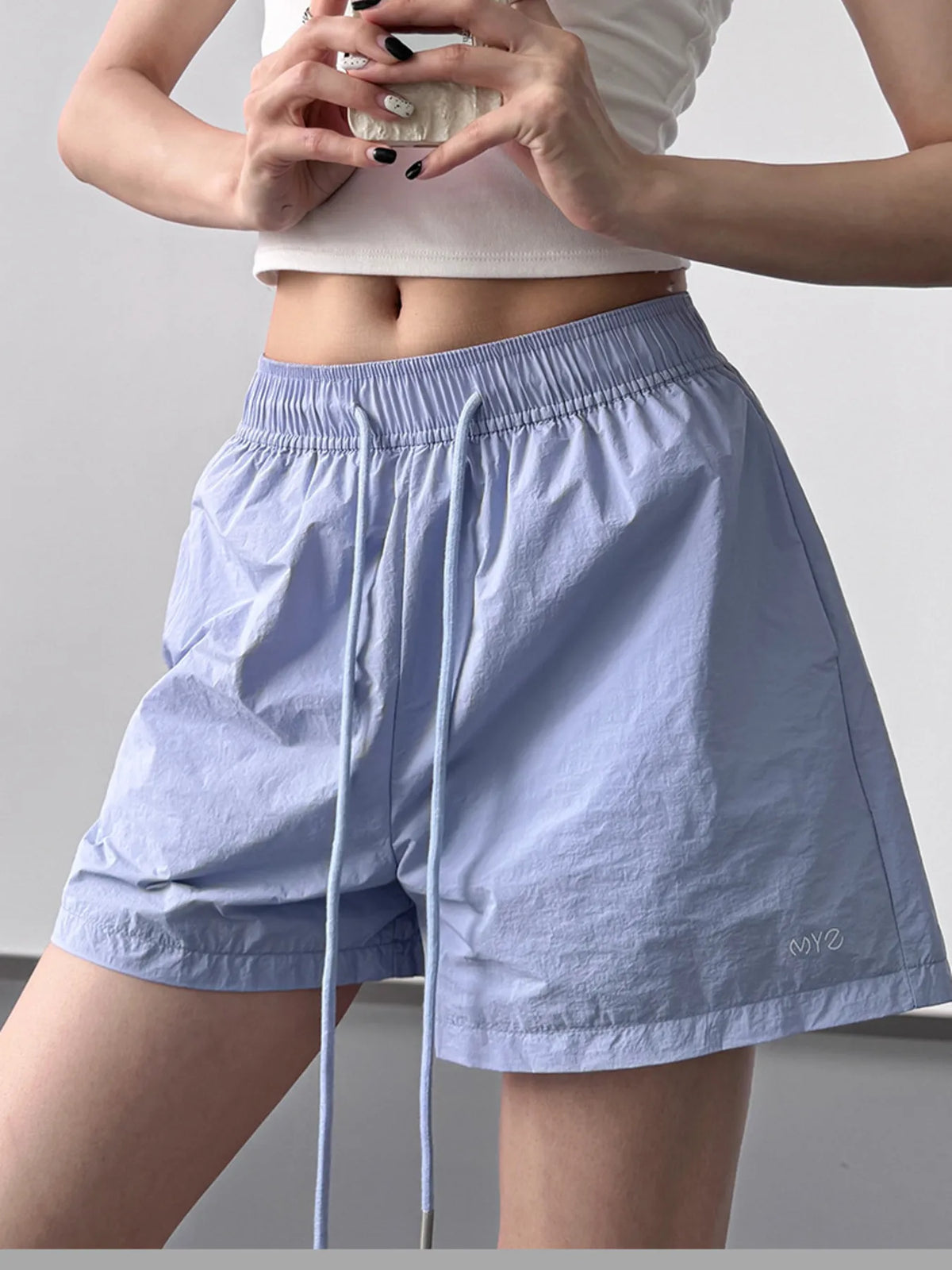 High Waisted Drawstring Shorts