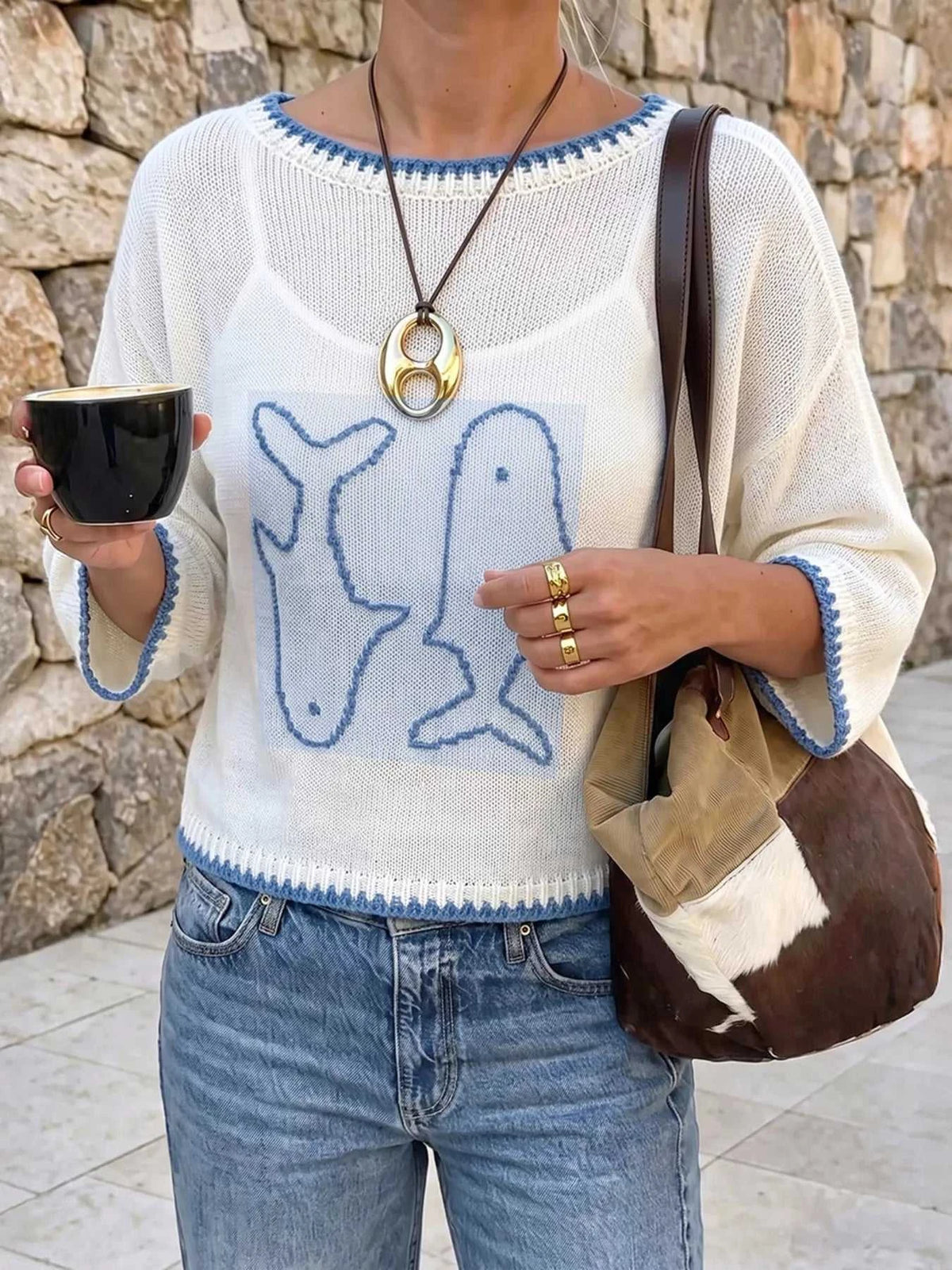 Fish Contrast Trim Knit Top 100100062045673 44 Affordable Fashion Under $100 Jerry's Apparel 