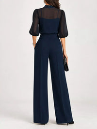 Mock Neck Puff Sleeve Top and Wide Leg Pants Set 101001448710869 73 Affordable Fashion Under $100 Jerry's Apparel 