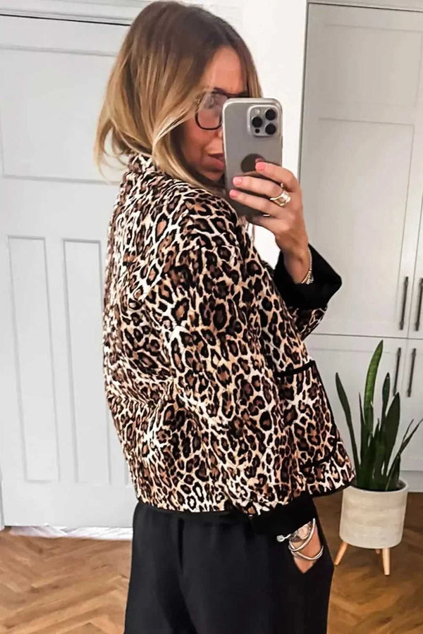 Leopard Print Quilted Button Front Patch Pockets Jacket 101001629594976 63 Affordable Fashion Under $100 Jerry's Apparel 