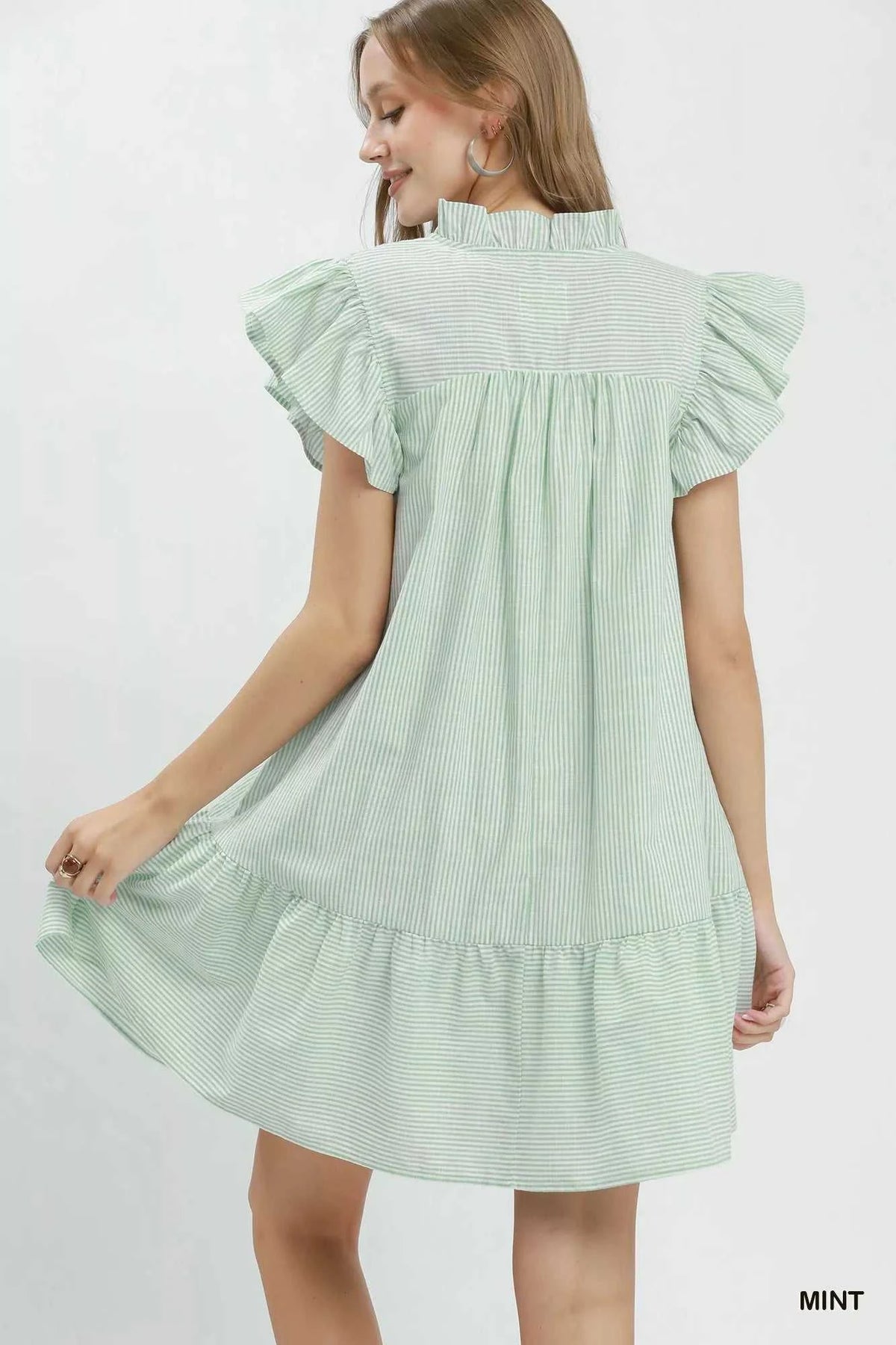 Umgee Stripe Smocked Yoke Ruffle Dress 100100734231564 62 Affordable Fashion Under $100 Jerry's Apparel 