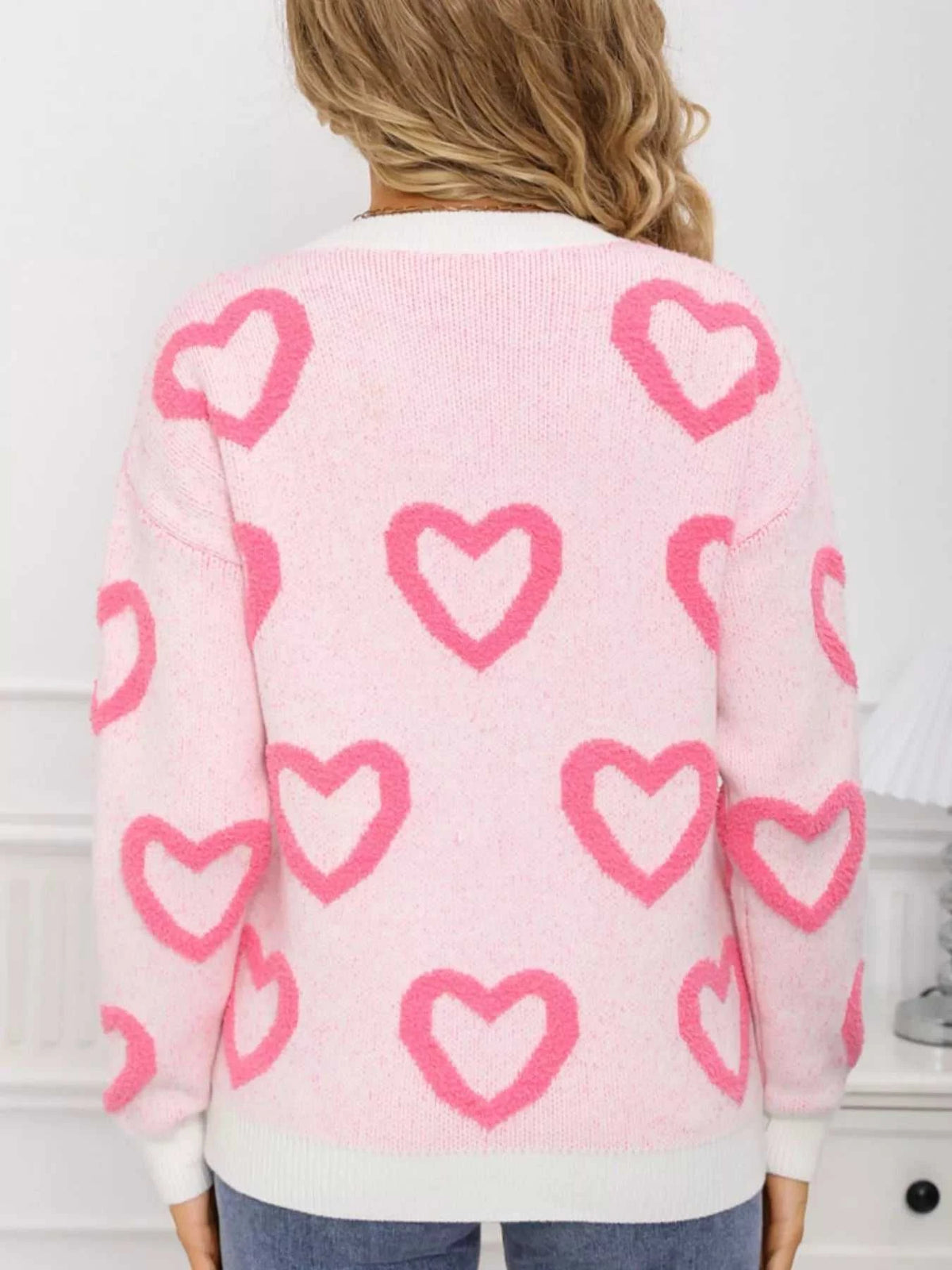 Valentine's Day Heart Pattern Round Neck Sweater 100100472947296 49 Affordable Fashion Under $100 Jerry's Apparel 