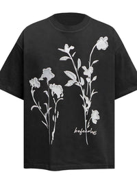 Men's Flower Pearl Detail Oversized Short Sleeve T-Shirt
