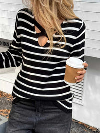 Striped Cross Front Long Sleeve Knit Top 100100783512927 50 Affordable Fashion Under $100 Jerry's Apparel 