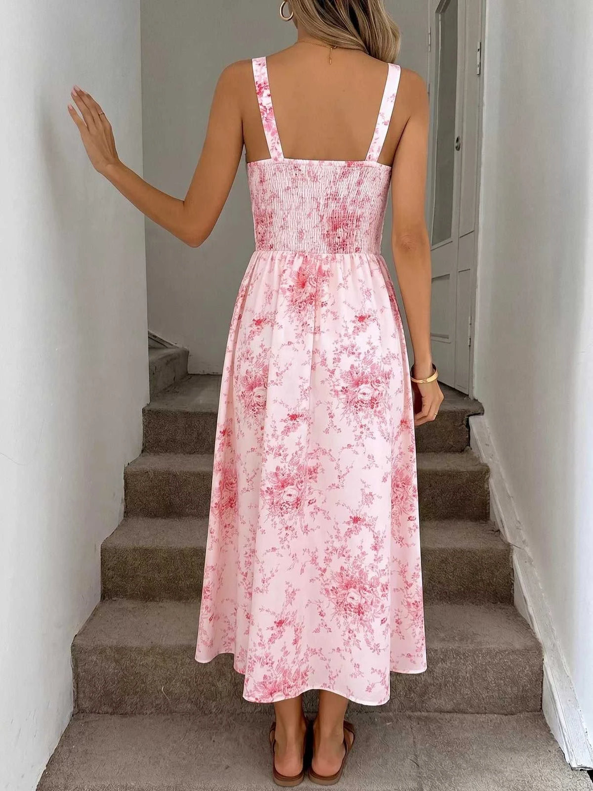 Floral Print Frill Trim Cami Dress 100100490304212 34 Women's Midi Dress Affordable Boutique Dresses Under $50 Jerry's Apparel 