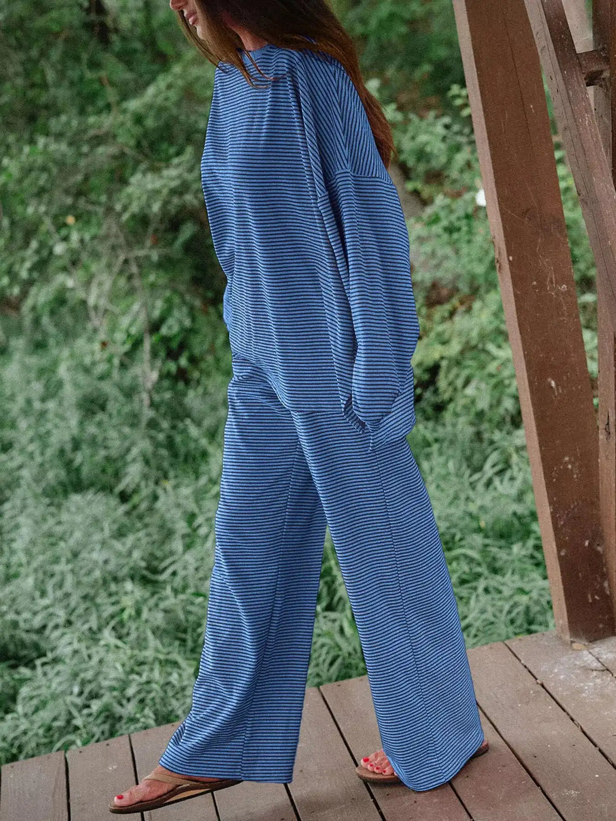 Striped Long Sleeve Top and Pants Set 101001715551827 81 Affordable Fashion Under $100 Jerry's Apparel 