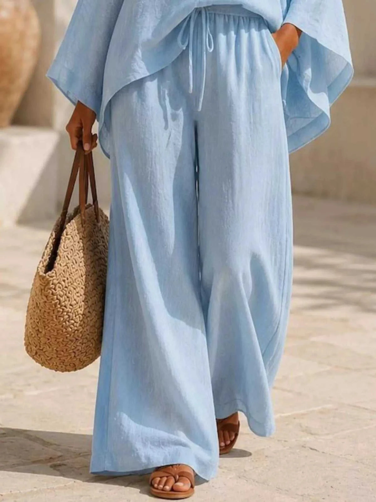 Full Size Loose Fit Top and Wide-Leg Pants Set Plus Size 101001296470286 42 Affordable Fashion Under $100 Jerry's Apparel 